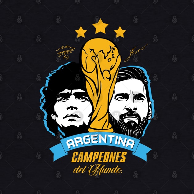 Messi Maradona world cup winners Argentina by MarCreative